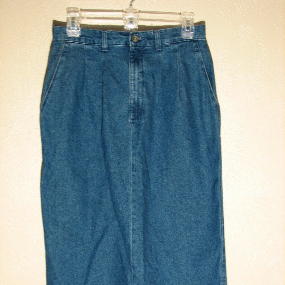 Lee Denim Blue Jean Skirt Pleats 8 Pencil Long